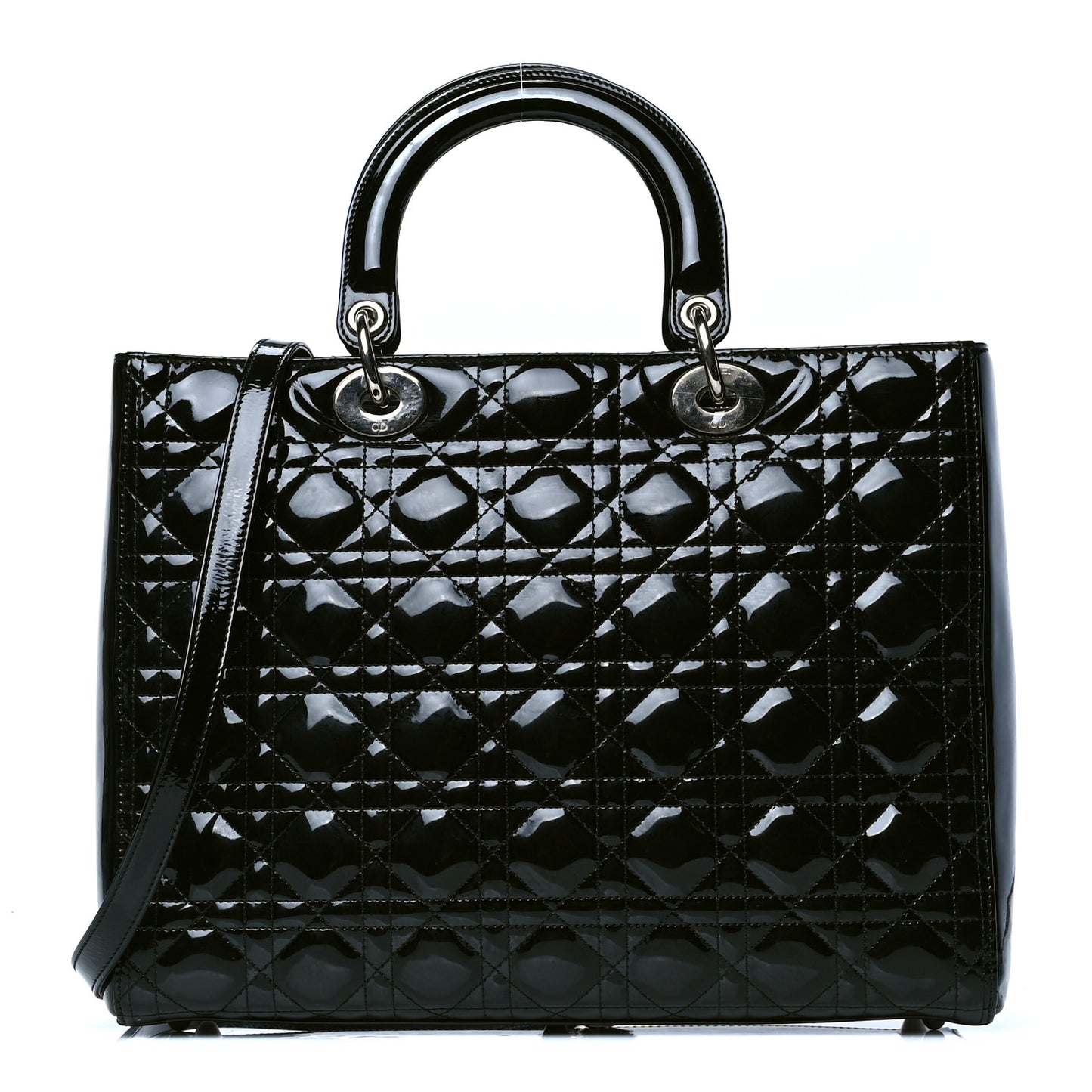 Patent Cannage Large Lady Dior Black