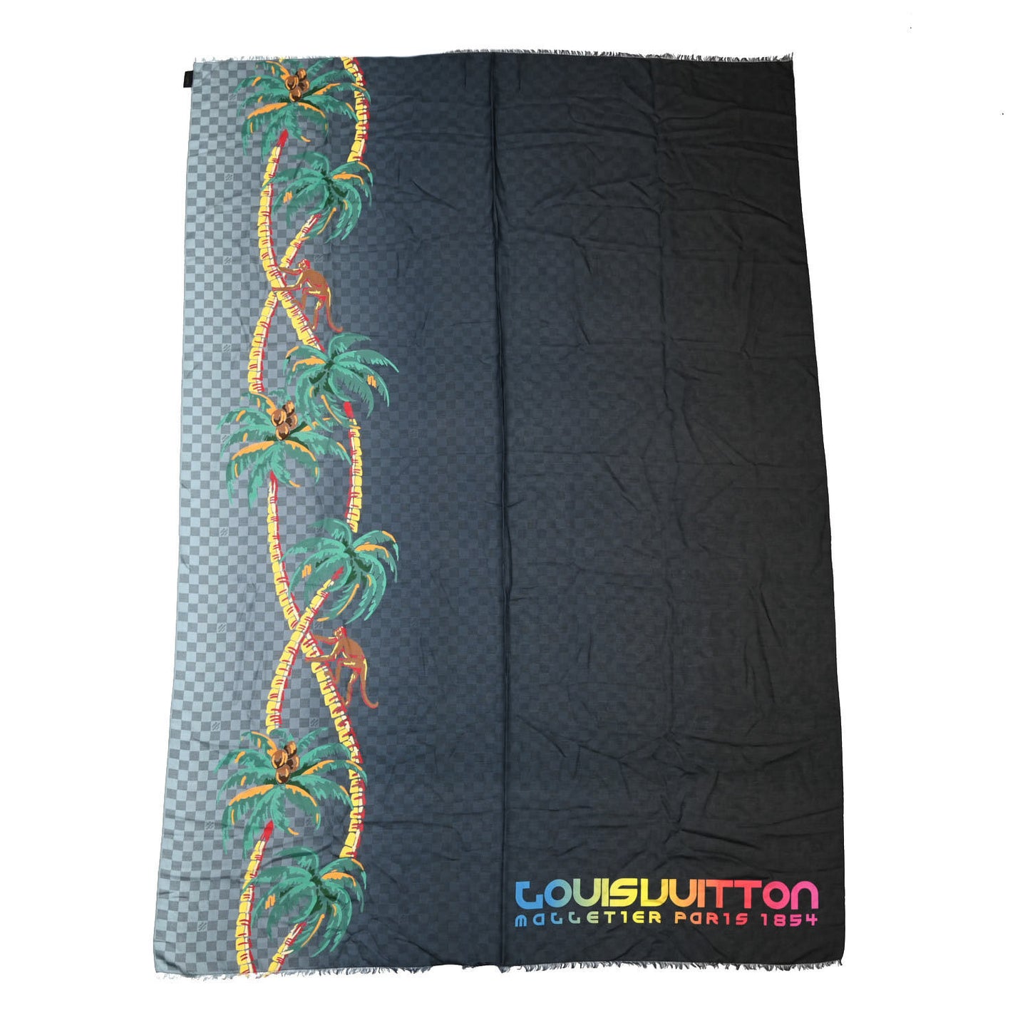 Cotton Silk Damier Cobalt Jungle Stole
