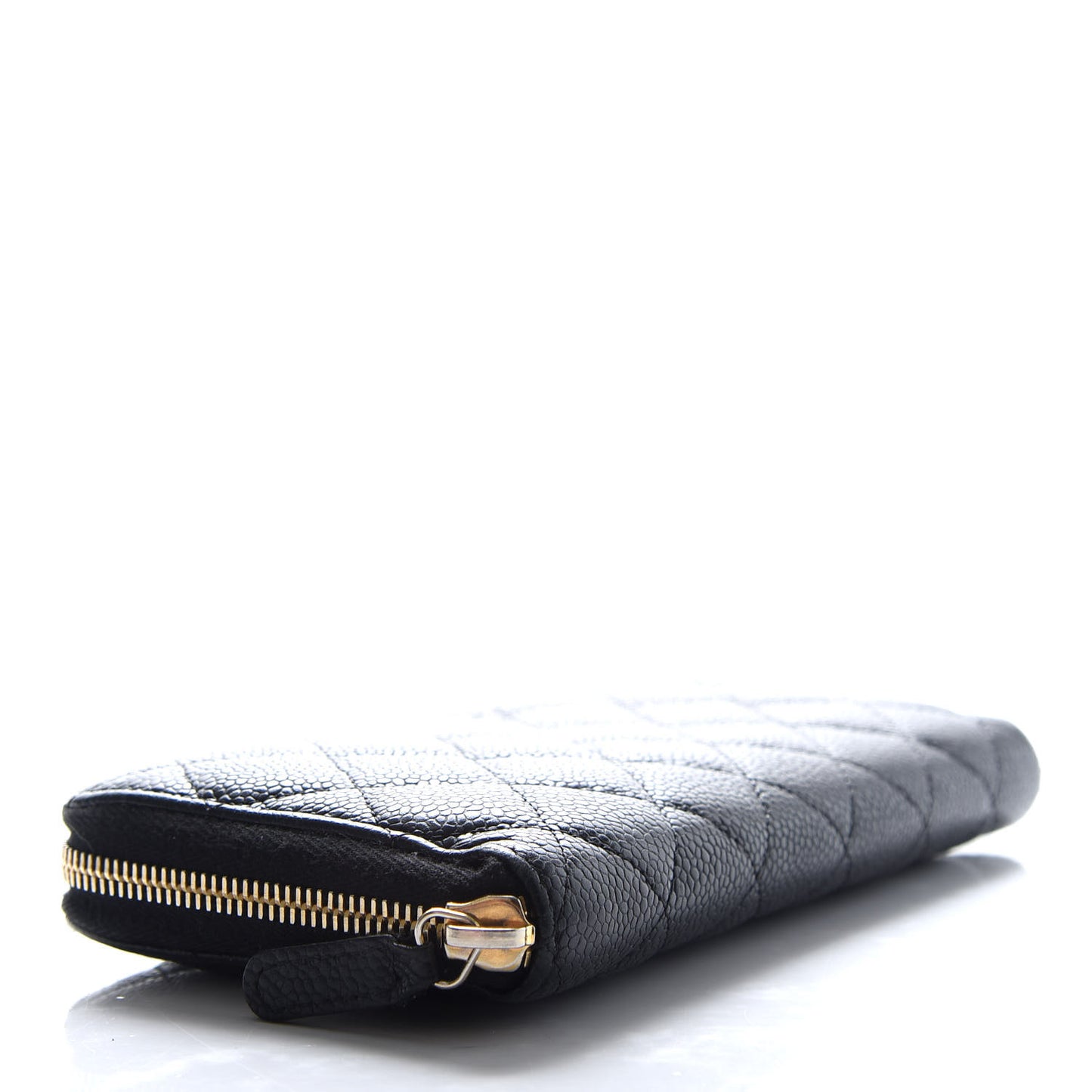 Caviar Quilted Large Gusset Zip Around Wallet Black