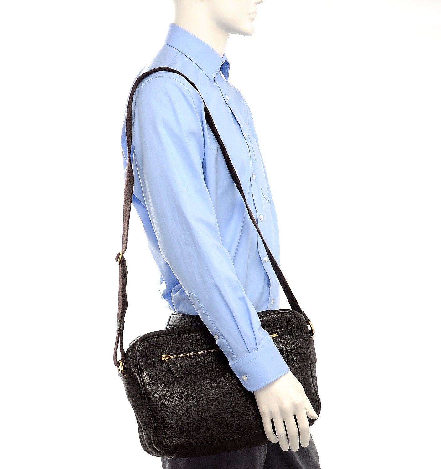 Prada Cervo Deerskin Crossbody Dark Brown 2 of 15
