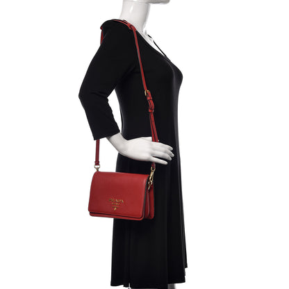 Prada Vitello Daino Flap Crossbody Rosso 3 of 12