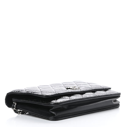 Chanel Patent Quilted Brilliant Wallet On Chain WOC Black 4 of 16