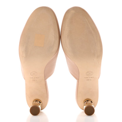 Chanel Calfskin CC Chain Mules Sandals 39.5 Beige 5 of 9