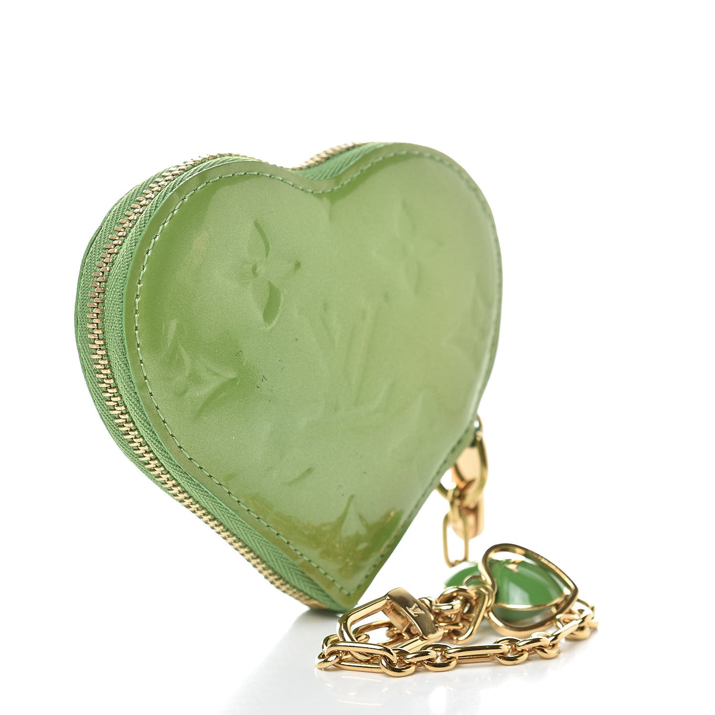 LOUIS VUITTON Vernis Heart Coin Purse Vert Tonic