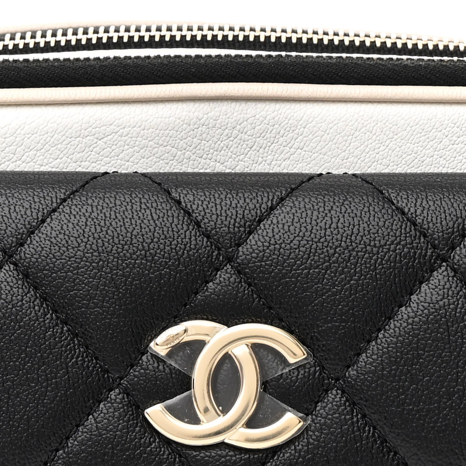 Chanel Goatskin Quilted Waist Bag Beige White Black 9 of 11