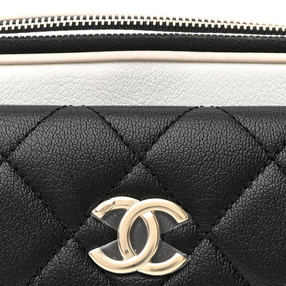 Chanel Goatskin Quilted Waist Bag Beige White Black 9 of 11