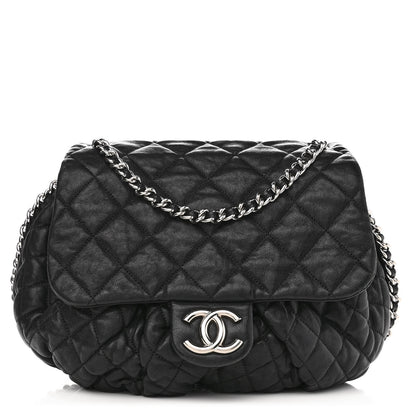 Chanel Washed Lambskin Quilted Large Chain Around Messenger Black 1 of 11