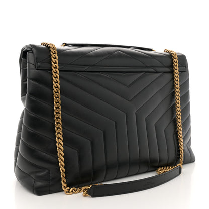 Saint Laurent Calfskin Y Quilted Monogram Large Loulou Chain Satchel Black 3 of 13