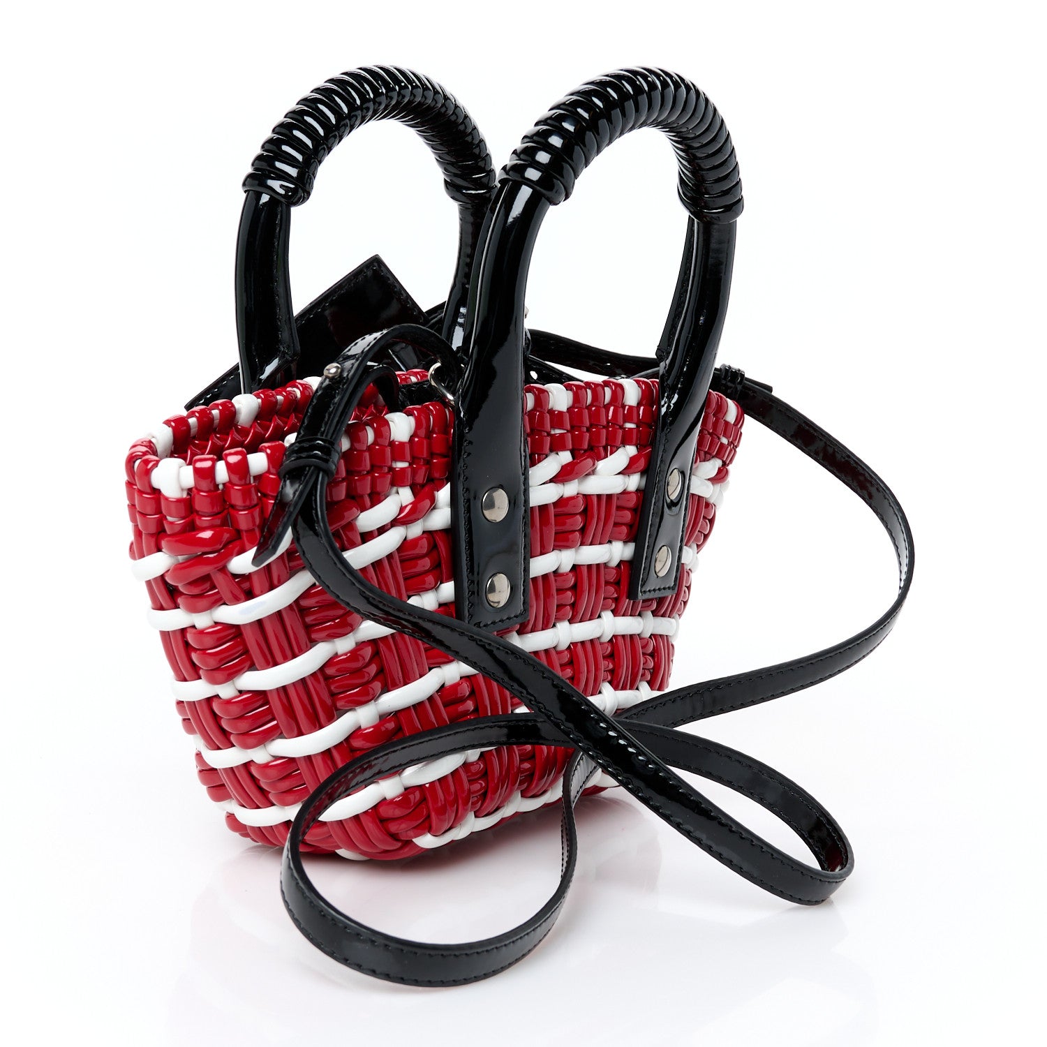 Balenciaga Faux Calfskin XXS Bistro Basket Red White 3 of 11