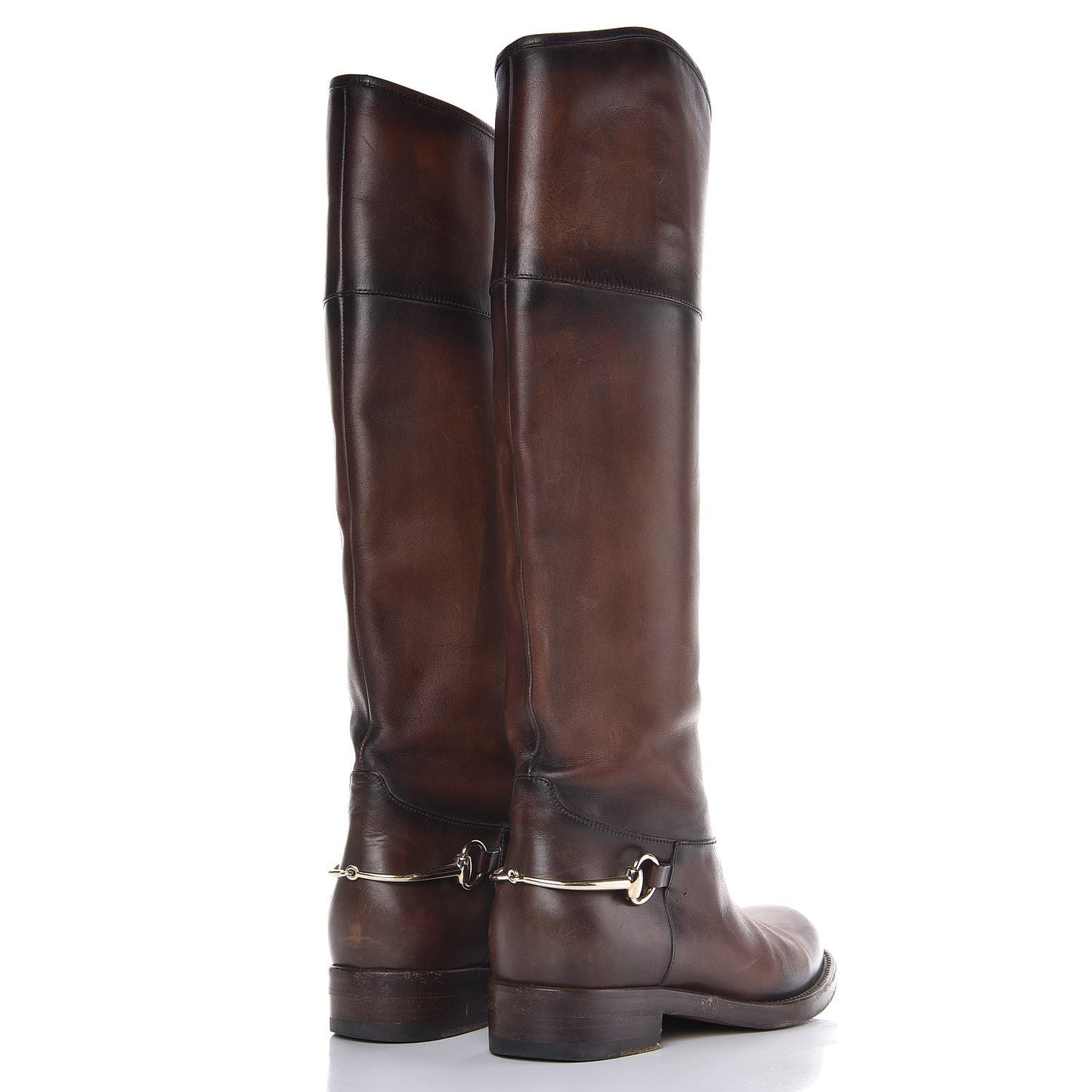 Calfskin Horsebit Tall Boots 37 Brown