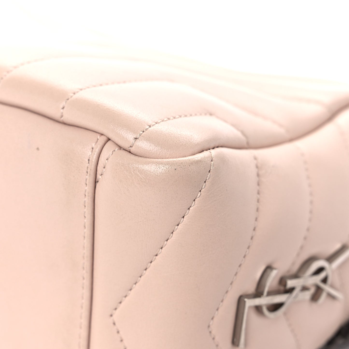 Calfskin Y Quilted Monogram Small Loulou Bowling Bag Nude Powder
