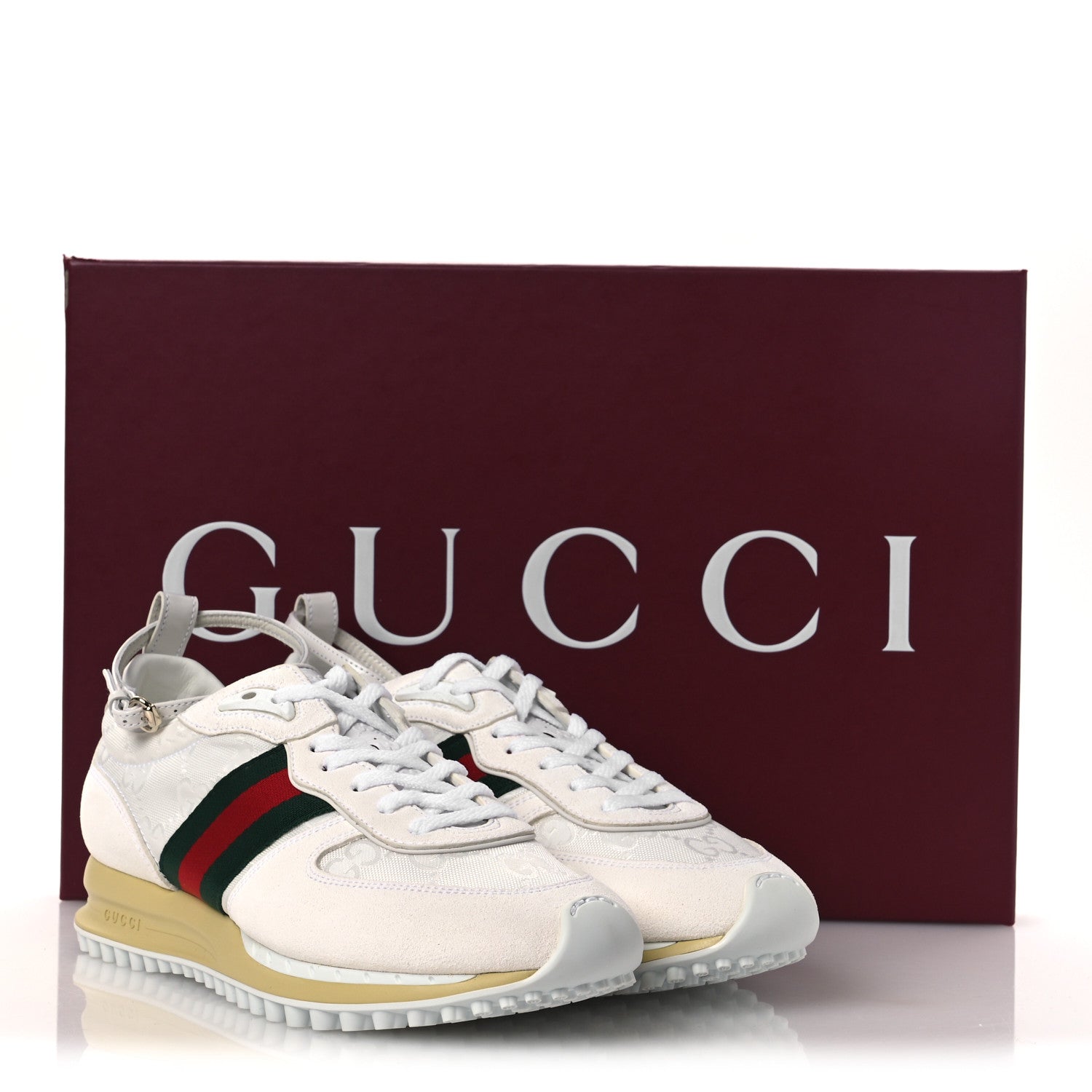 Gucci GG Suede Monogram Web Re-Motion Sneakers 37.5 White 11 of 11