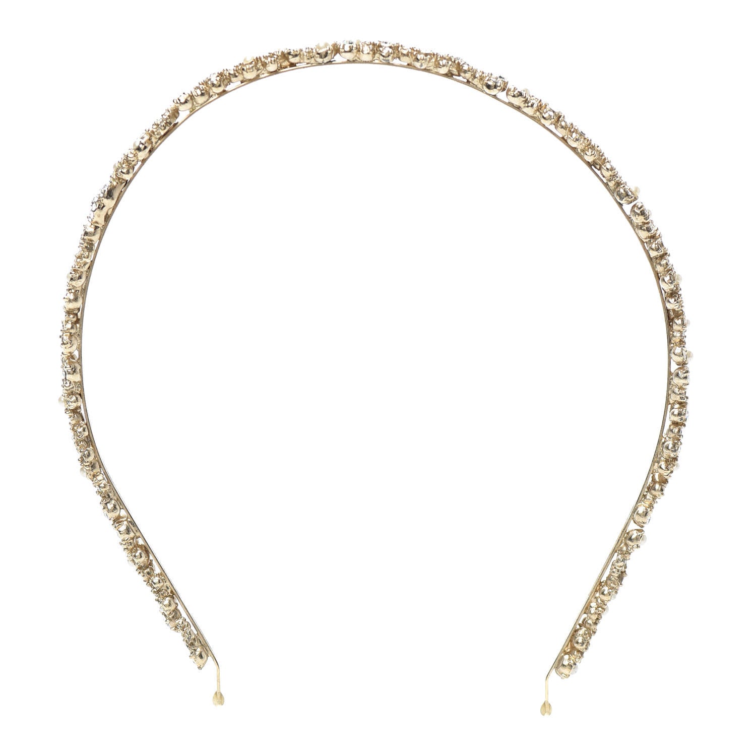 Chanel Pearl Crystal CC Headband Gold 1 of 4