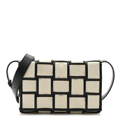Bottega Veneta Canvas Intrecciato Padded Cassette Crossbody Bag Natural Black 1 of 8