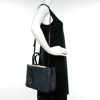 Fendi Denim Petite 2Jours Tote Blue Black 2 of 9