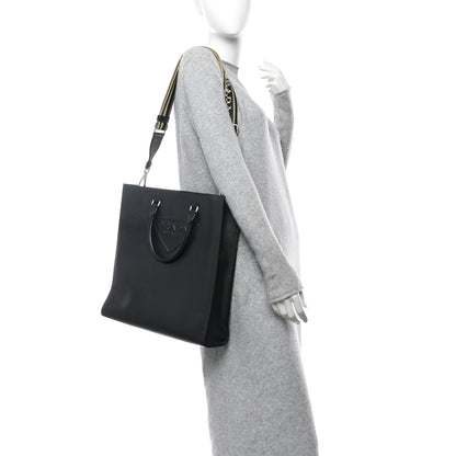 Prada Saffiano Cuir Triangle Logo Embossed Vertical Tote Black 2 of 13