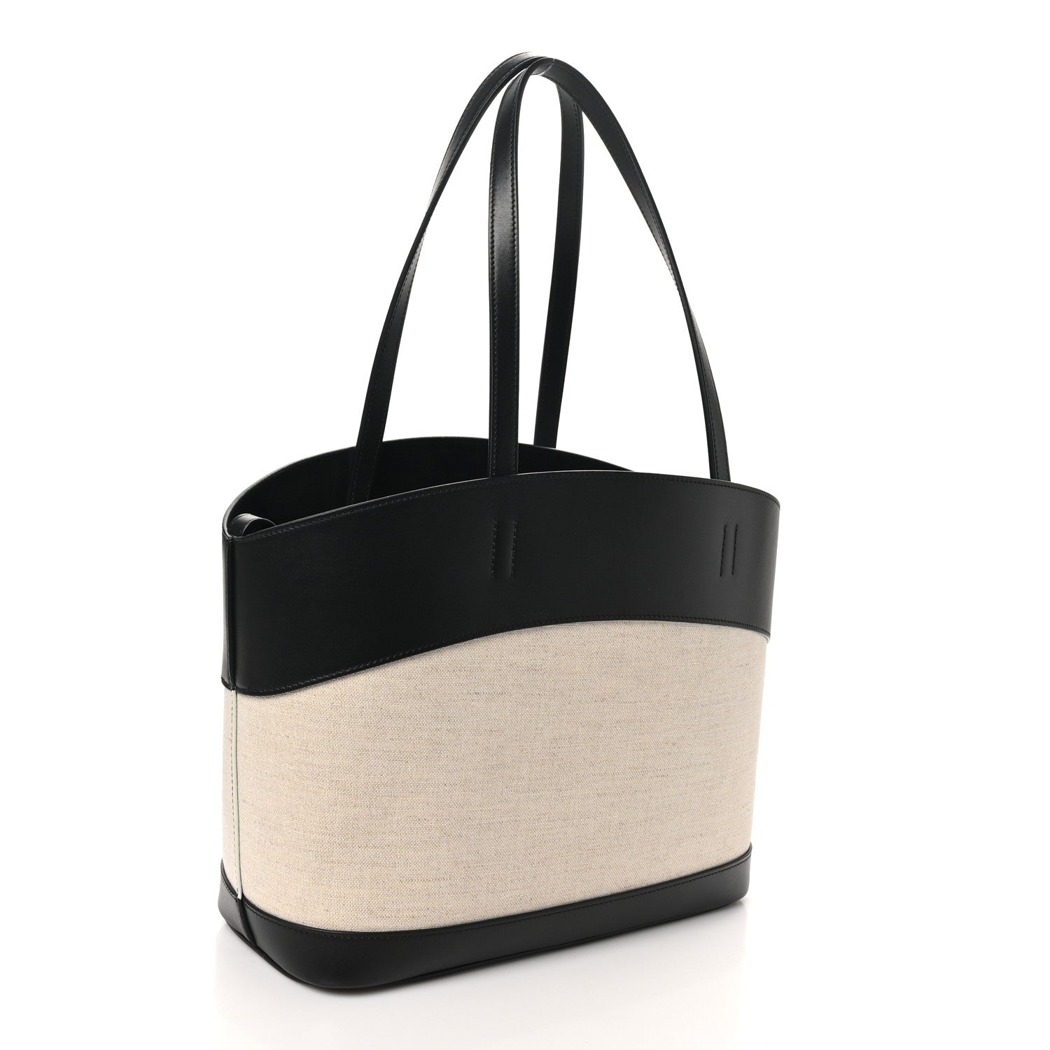 Salvatore Ferragamo Canvas Calfskin Charming Tote Natural Black 4 of 11