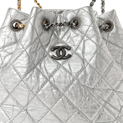 Chanel Metallic Crumpled Calfskin Quilted Small Gabrielle Backpack Silver 8 of 11