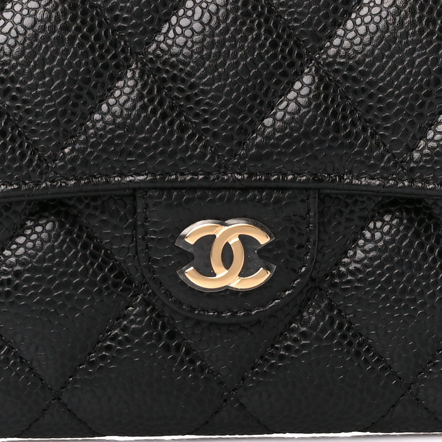 Caviar Quilted Large Gusset Flap Wallet Black