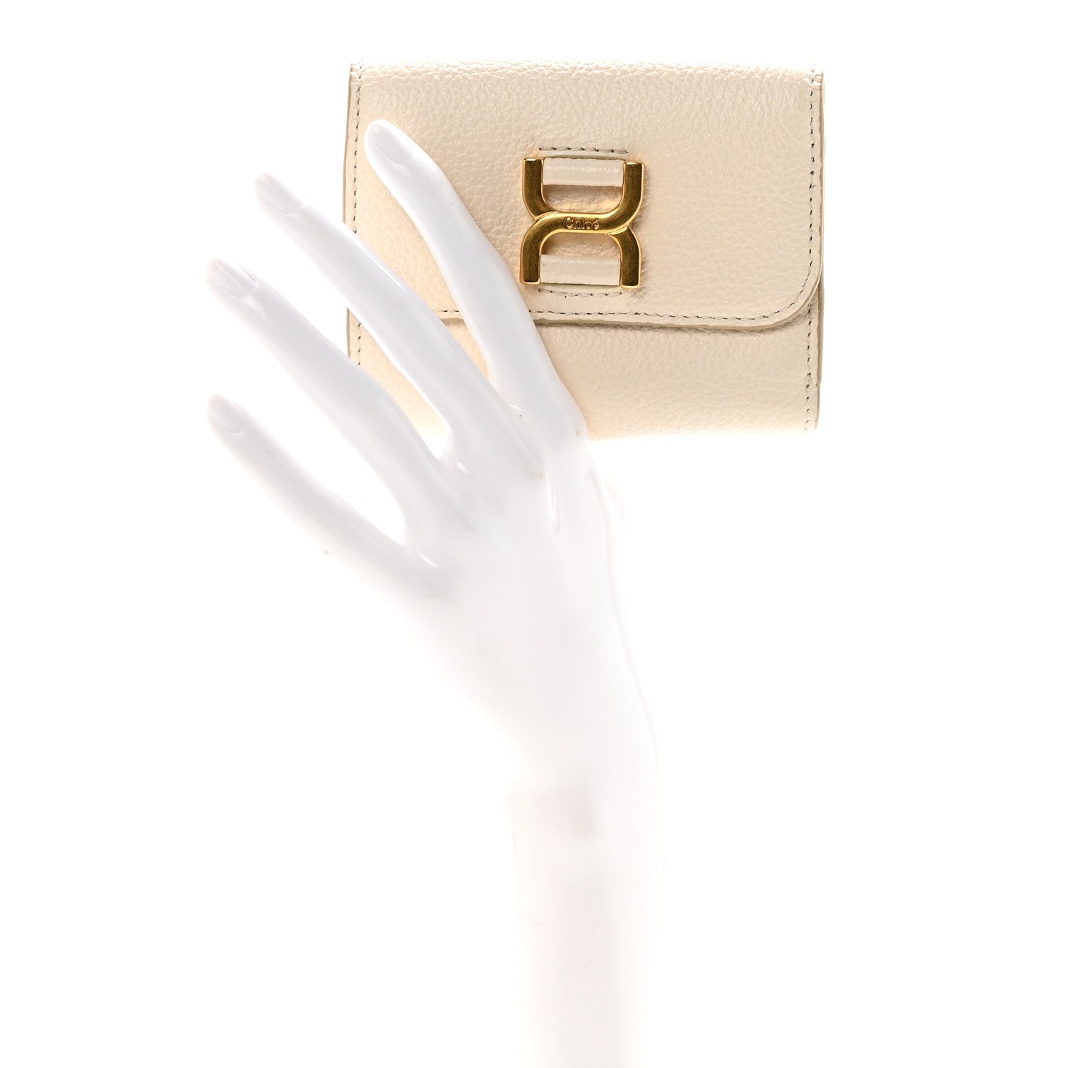 Chloe Grained Calfskin Marcie Small Compact Wallet White 2 of 8