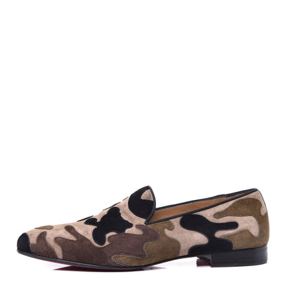 Christian Louboutin Suede Mens Mercenaire Flat Loafers 43.5 Beige Black 1 of 7