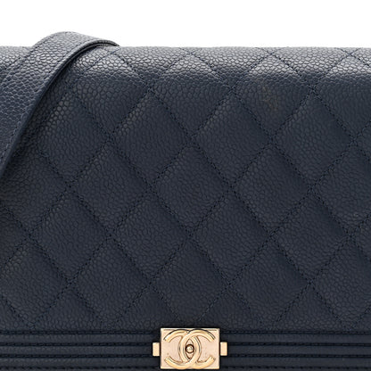Chanel Caviar Quilted Boy Wallet On Chain WOC Navy 9 of 12