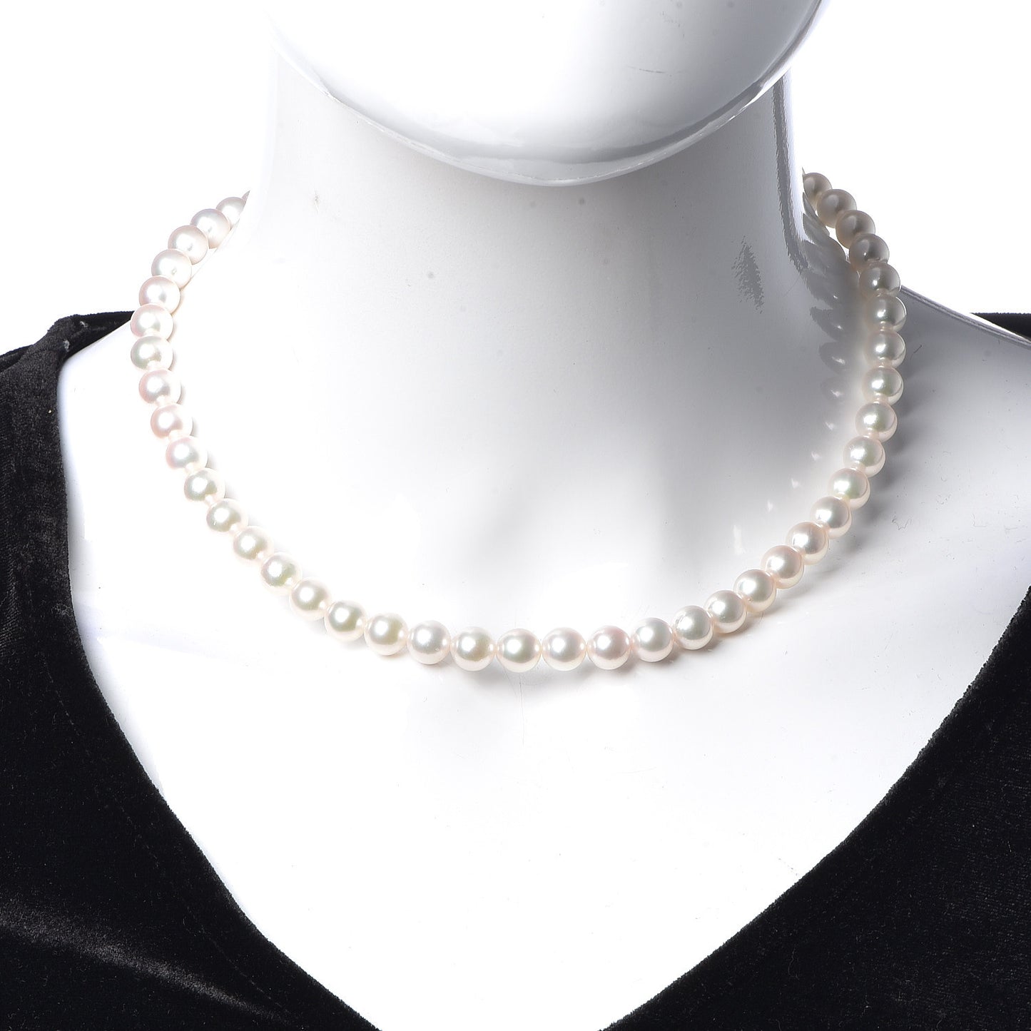 Sterling Silver Akoya Pearl 7.5mm-8mm Pearl Strand Necklace 17