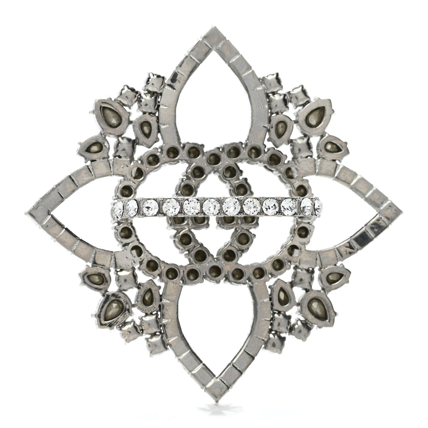 Gucci Metal Crystal Interlocking G Flower Ring S Silver 3 of 6