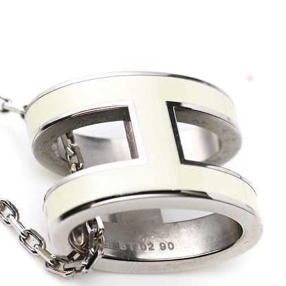 Hermes Lacquered Palladium Pop H Pendant Necklace White 6 of 8