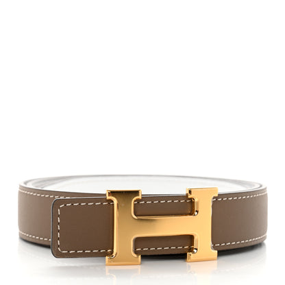 Hermes Swift Epsom 24mm Mini H Belt 80 32 Etoupe White 1 of 7