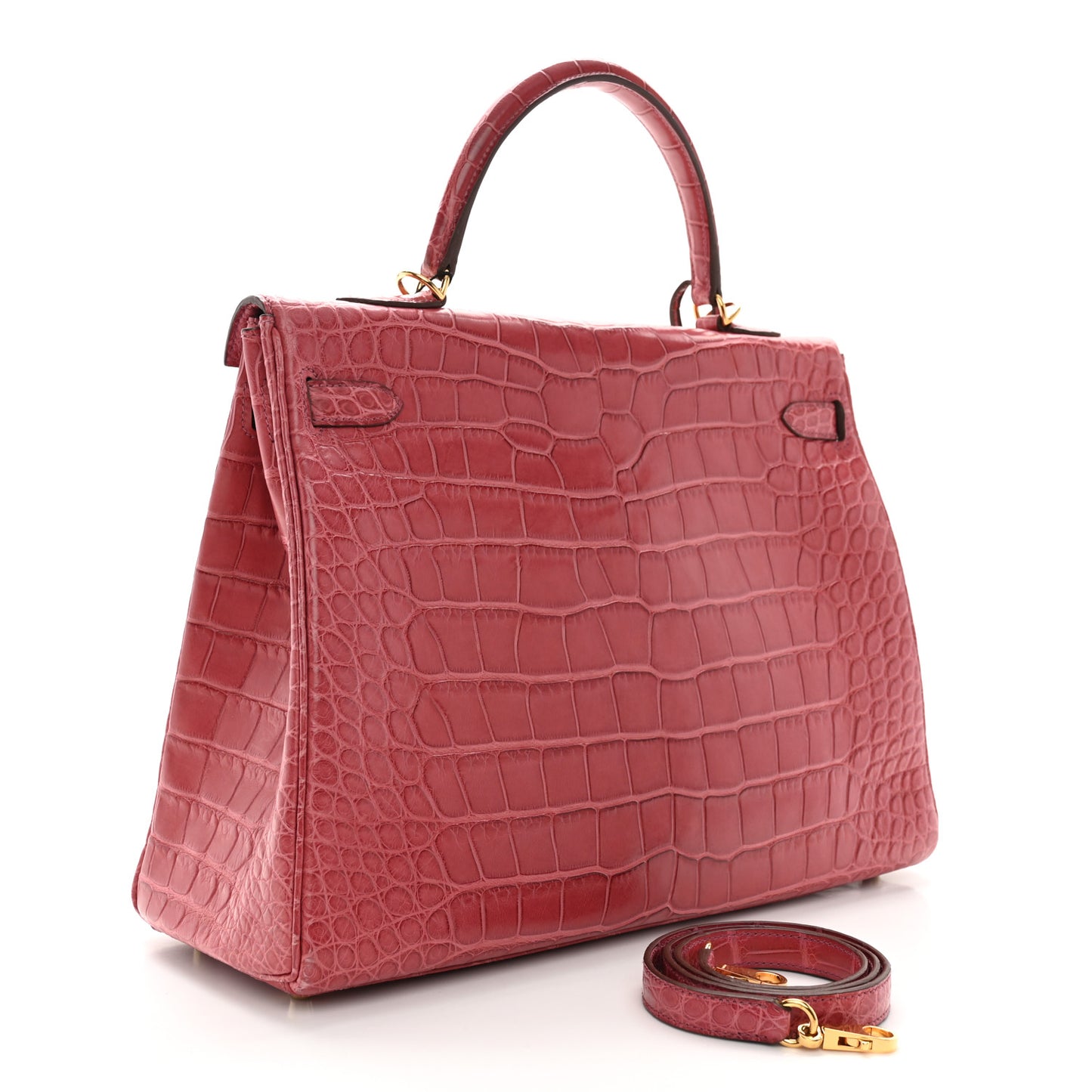 Matte Alligator Kelly Retourne 35 Rose De Bois
