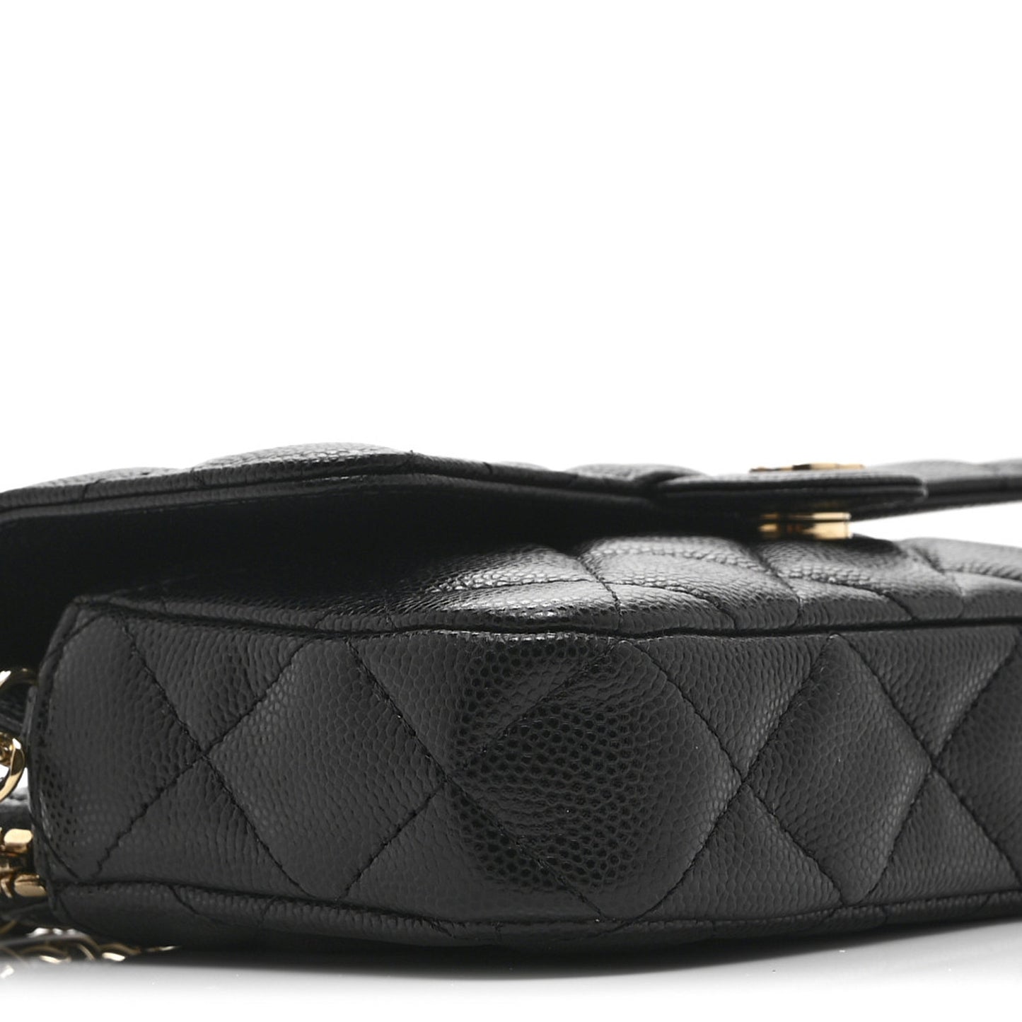 Caviar Quilted Flap Phone Holder With Chain Black Black