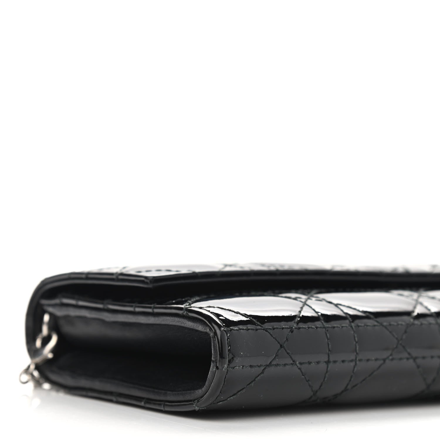 Christian Dior Patent Cannage Rendez-vous Chain Wallet Black 5 of 10