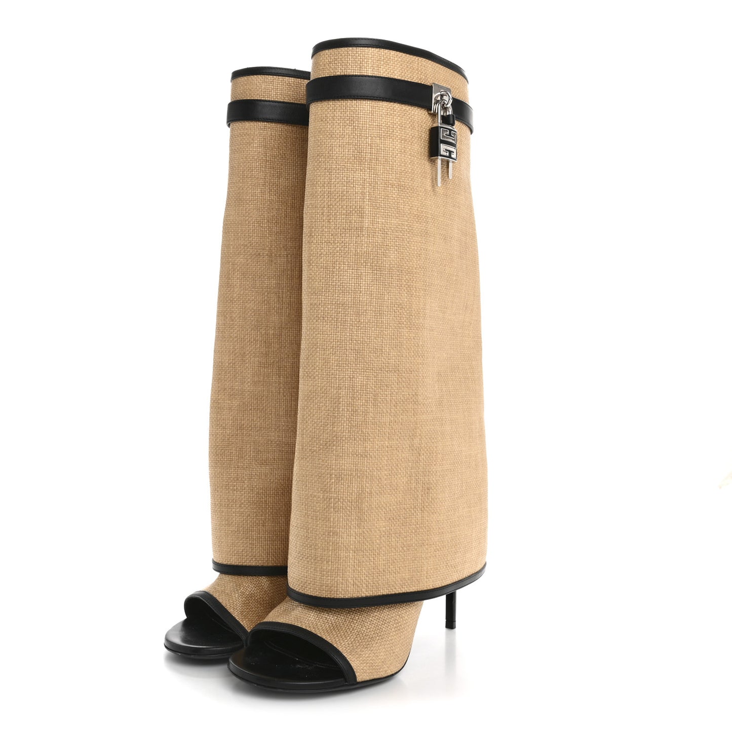 Raffia Shark Lock Pant Boots 40.5 Natural Black