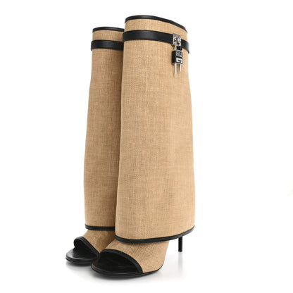 Givenchy Raffia Shark Lock Pant Boots 40.5 Natural Black 3 of 8