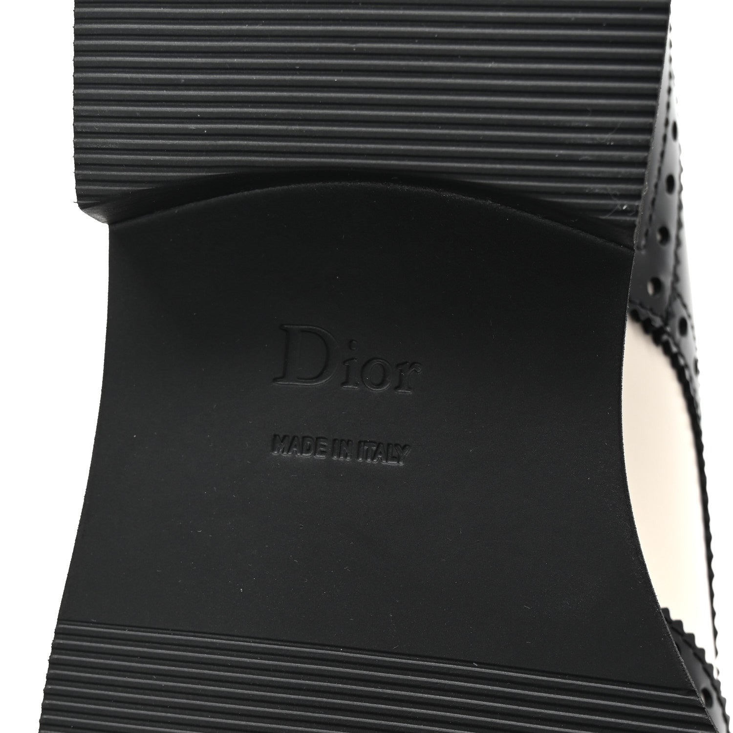 Christian Dior Brushed Calfskin Perforated Teddy Derby Flat Shoes 37 Black Off White 7 of 10