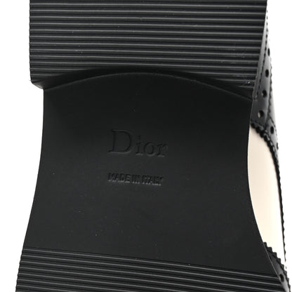 Christian Dior Brushed Calfskin Perforated Teddy Derby Flat Shoes 37 Black Off White 7 of 10