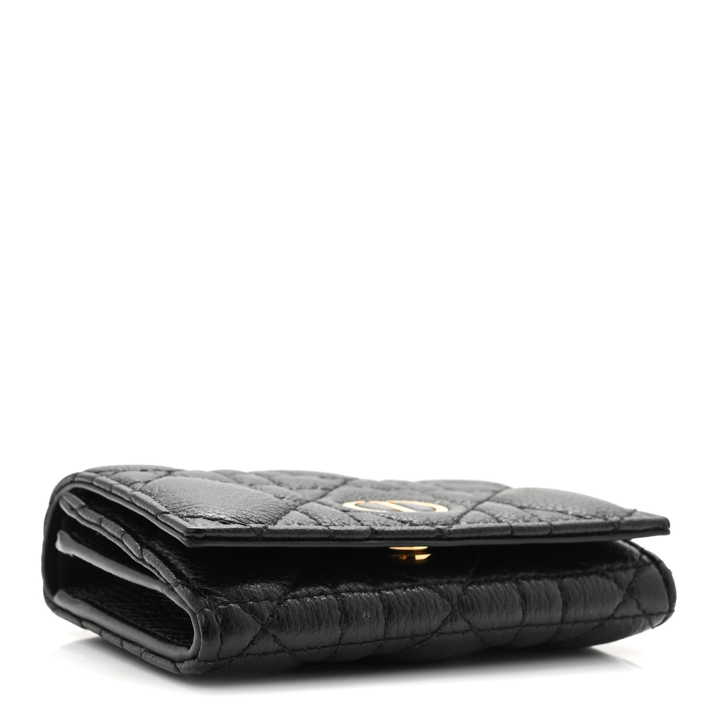 Supple Calfskin Cannage Caro Glycine Wallet Black