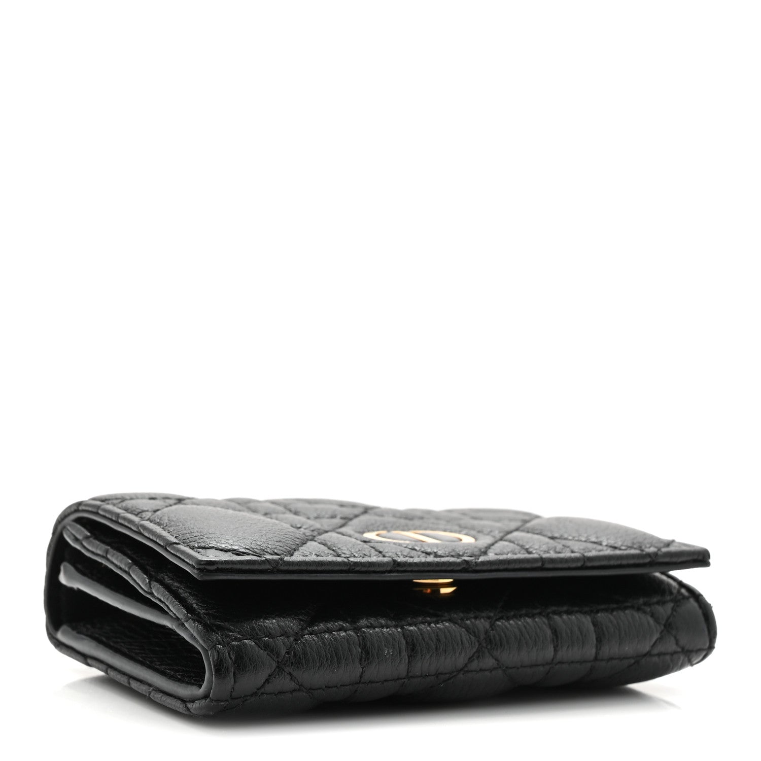 Christian Dior Supple Calfskin Cannage Caro Glycine Wallet Black 4 of 8