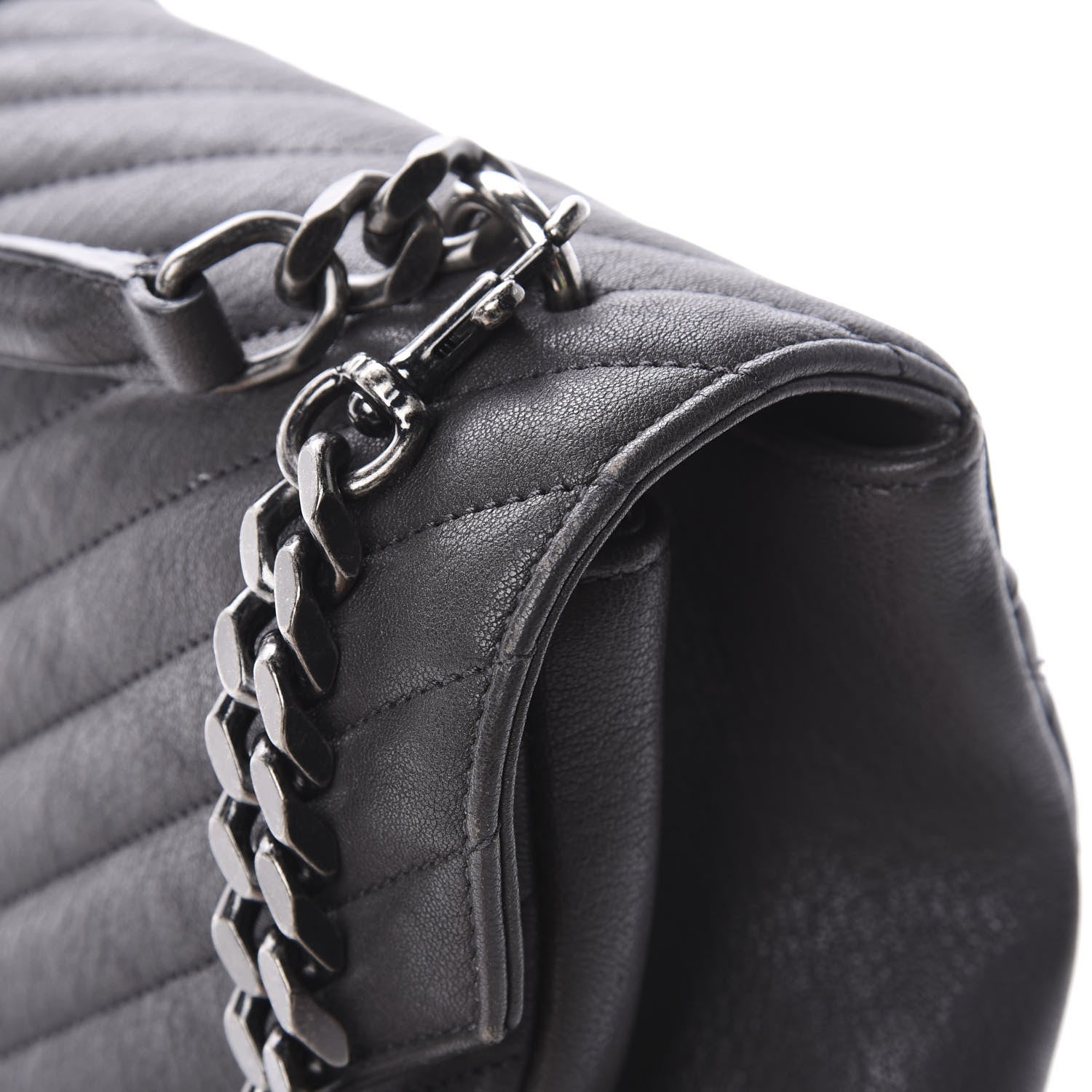 Saint Laurent Sheepskin Matelasse Chevron Monogram Large College Satchel Light Coal 18 of 20
