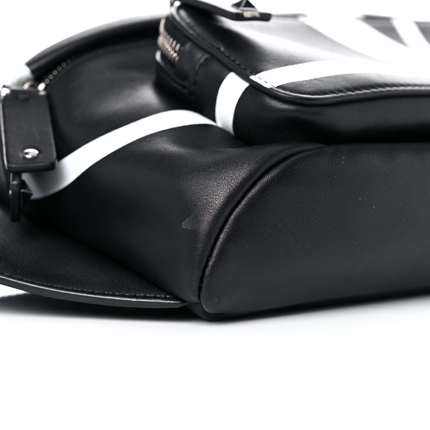 Calfskin Go Logo Belt Bag Black White