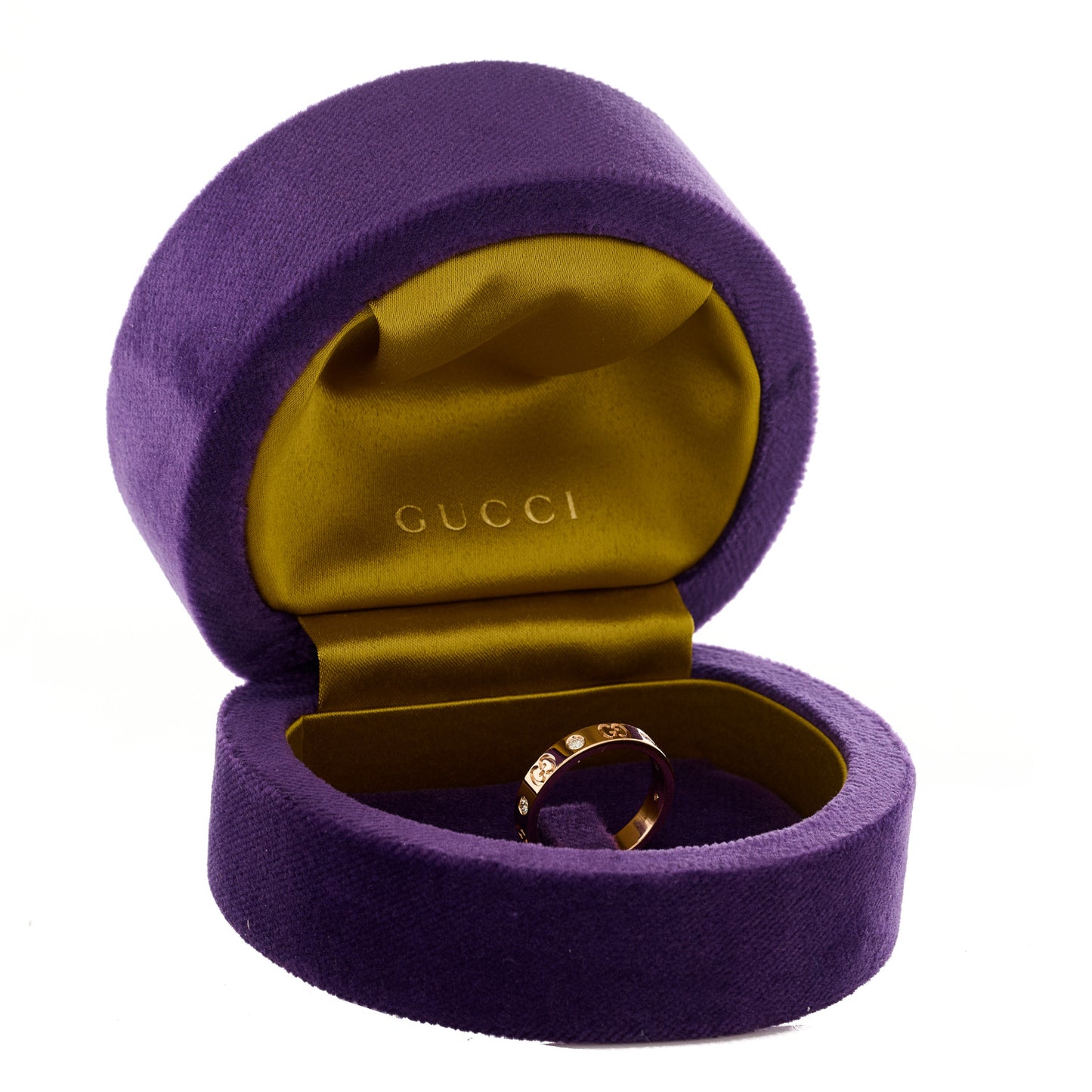 18K Rose Gold Diamond Icon Band Ring 57 8