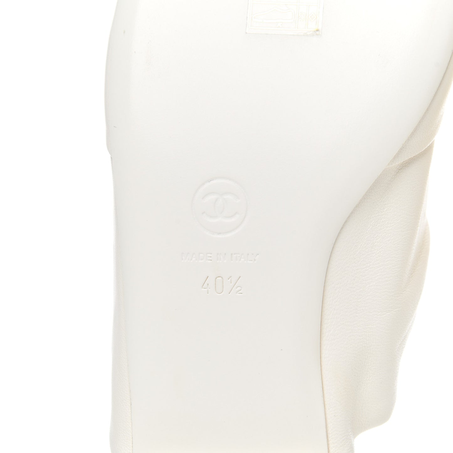 Lambskin Pearl Bow CC Flat Sandals 40.5 White