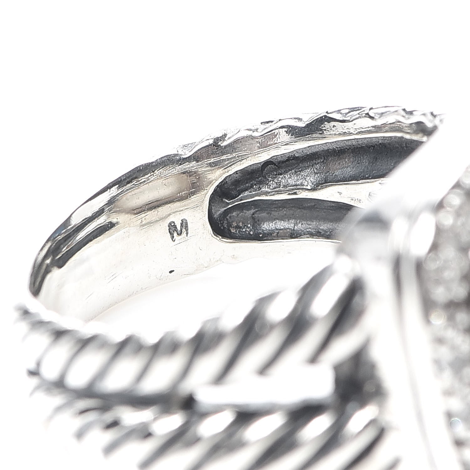 David Yurman Sterling Silver Diamond Mother of Pearl 11mm Albion Ring 54 6.75 6 of 7