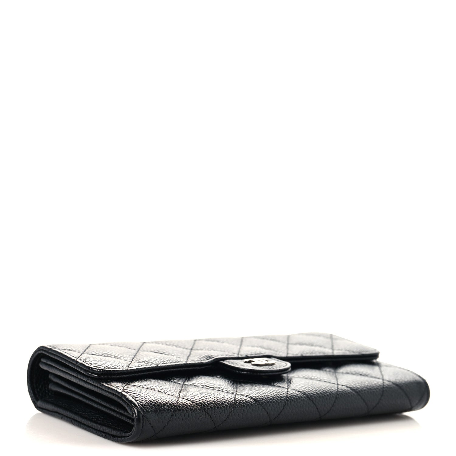 Chanel Caviar Quilted Large Gusset Flap Wallet Black 1968783