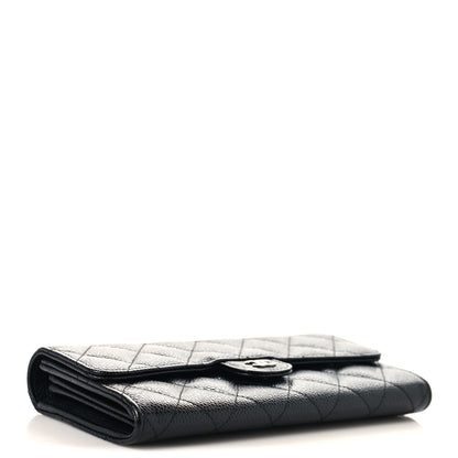 Chanel Caviar Quilted Large Gusset Flap Wallet Black 4 of 9