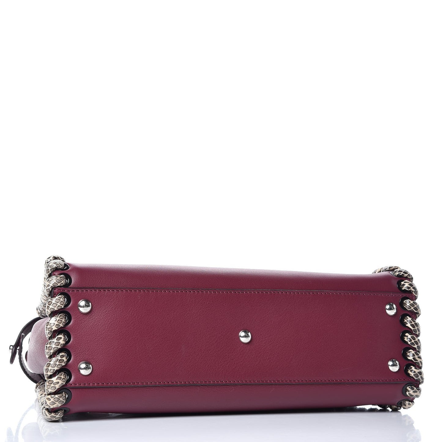 Calfskin Elaphe Lace Up Medium Peekaboo Iconic Satchel Bordeaux Beige Verde