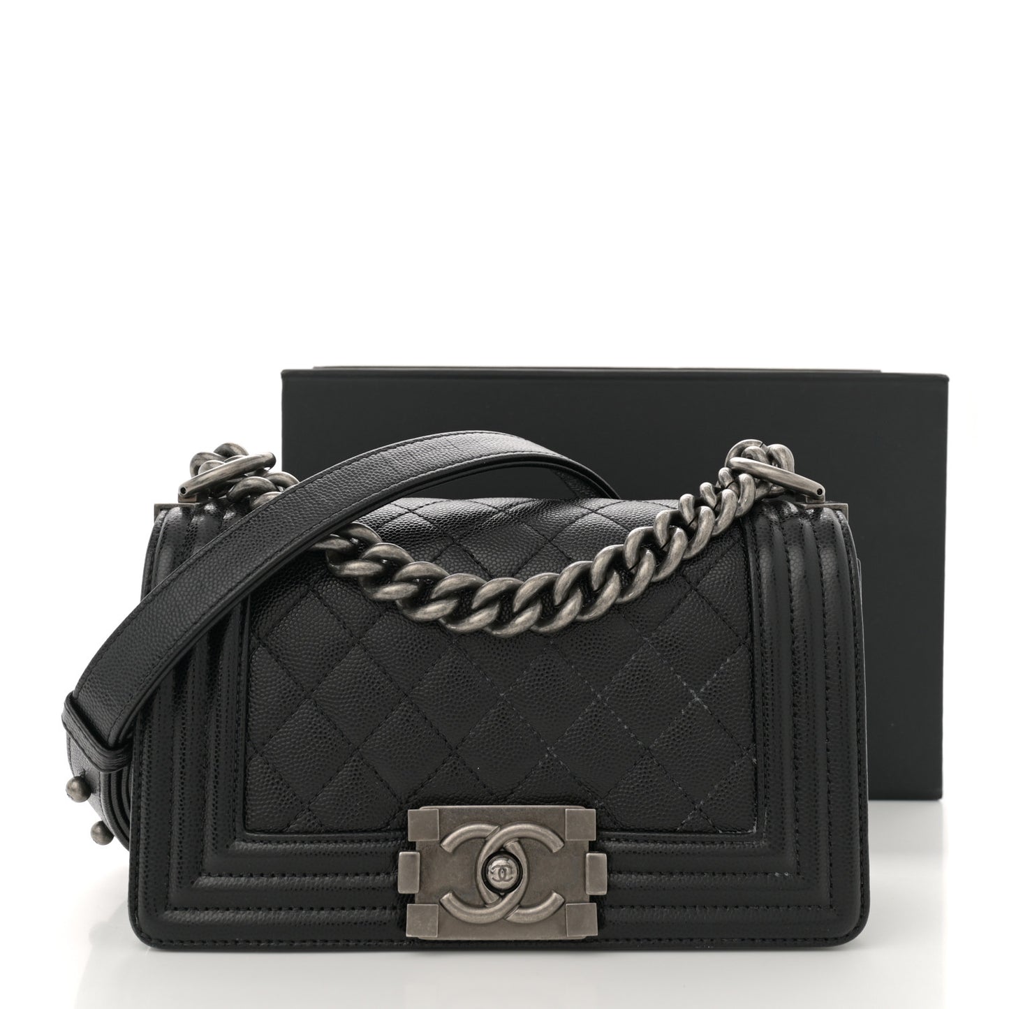 Caviar Quilted Small Boy Flap Black