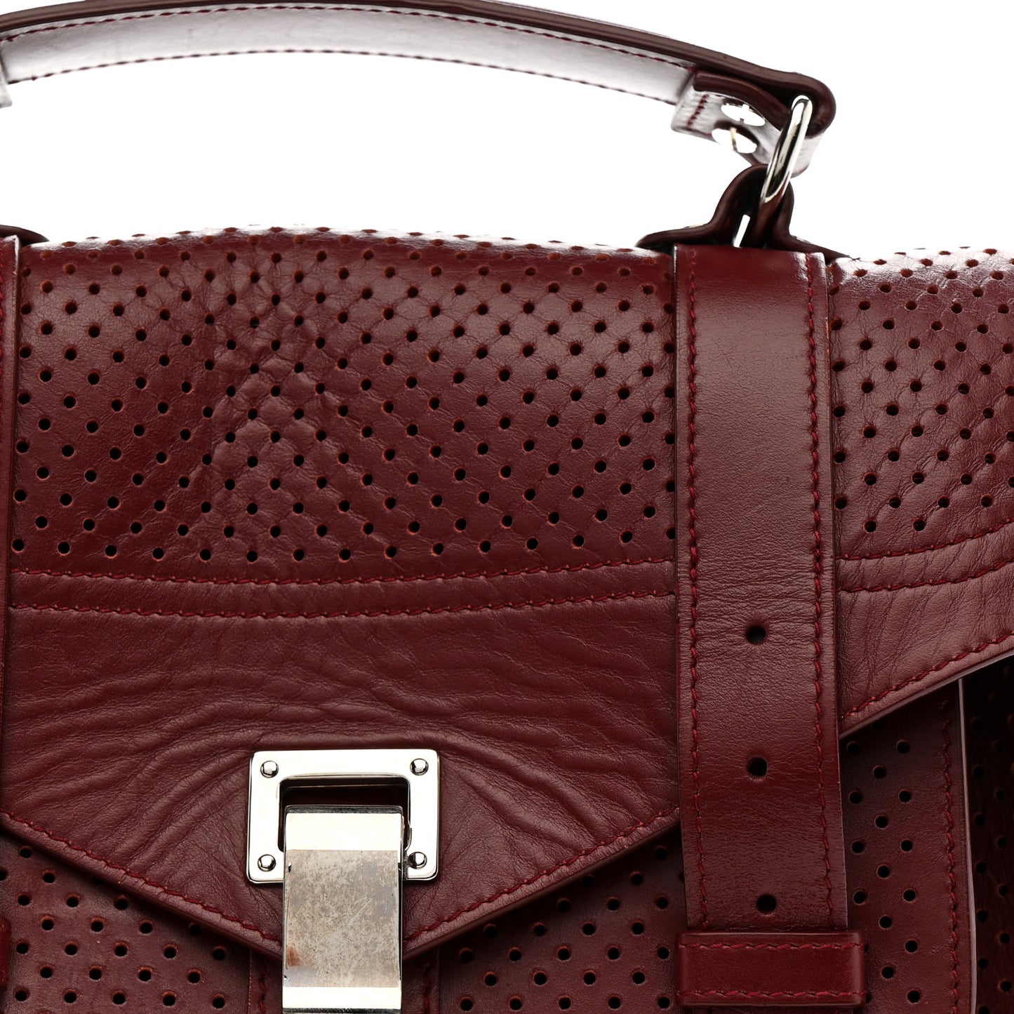Lambskin Perforated Tiny PS1 Satchel Burgundy