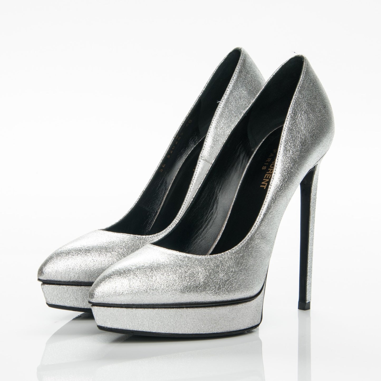 Metallic Calfskin Janis 105 Pumps 40 Silver